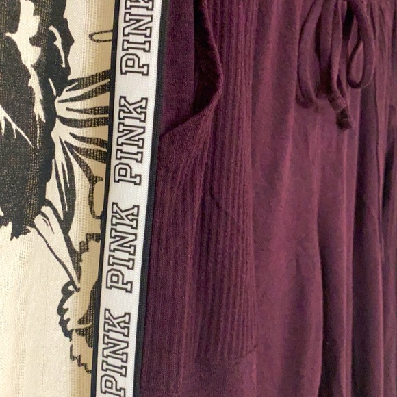 PINK purple maroon sweatpants with drawstring, pockets, and pink logo on pant - Picture 2 of 3
